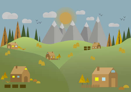 Autumn nature. Vector illustration landscape. Nature, ecology.のイラスト素材