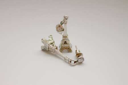 Earrings in the form of the Eiffel Towerの写真素材