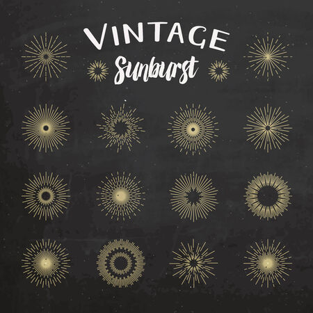 Vintage sunburst on chalkboard backgroundのイラスト素材