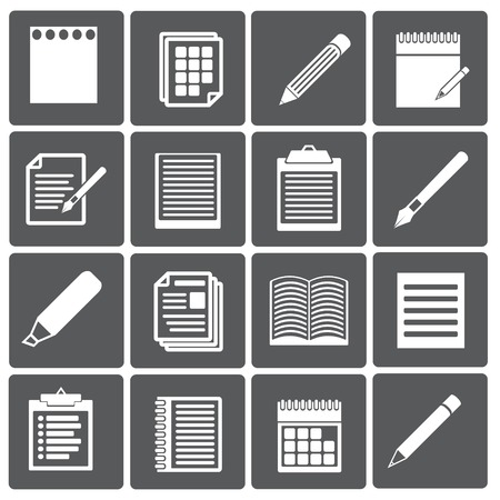 Set of paper documents and pencils iconsのイラスト素材