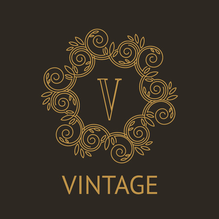 Simple and elegant monogram design template with letter V on dark backgroundのイラスト素材