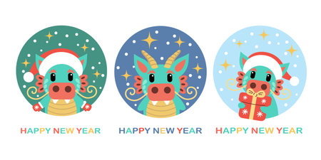 New year card set for website bannerのイラスト素材