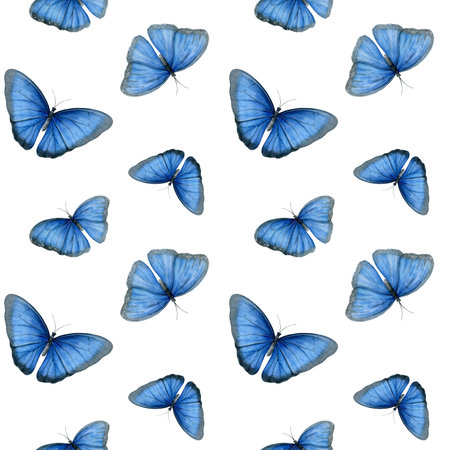 Morpho butterflies. Seamless pattern of blue butterflies. Perfect for fabric, wallpaper, wrapping...