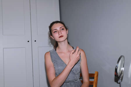 Getting ready for a date - behind the scenes of make upの写真素材