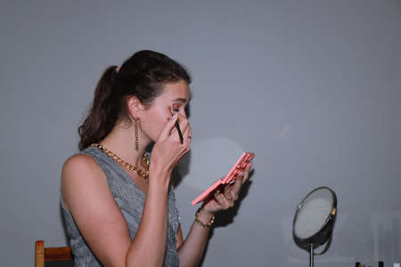 Getting ready for a date - behind the scenes of make upの写真素材