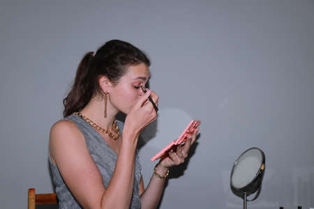 Getting ready for a date - behind the scenes of make upの写真素材