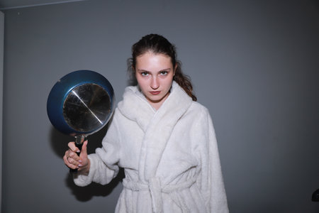domestic violence is not only appliable for women - don't make your wife angry!の写真素材