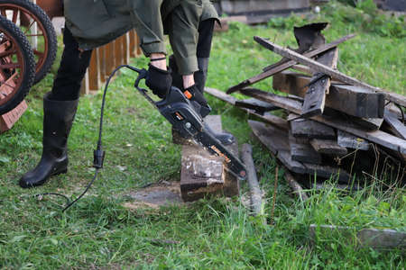 Portrait photo of a young urban man on the countrysideの写真素材