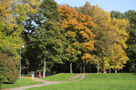 Beautiful scenery view in one of Saint-Petersburg's parkの写真素材