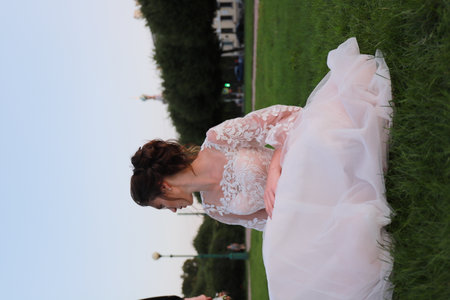 wedding evening in the parkの写真素材