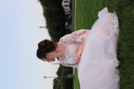 wedding evening in the parkの写真素材