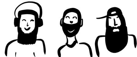 Drawn face of beard men on white background. High quality illustrationの写真素材