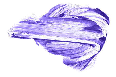 Close-up of the creamy texture of makeup.The lilac color of the cosmetic product. Smudged lipstick stains stand out against a white isolated background. High quality photoの写真素材