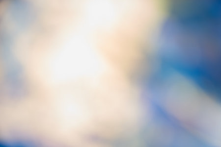 Soft light abstract blurred background for the design. Abstract blue background. Soft landscape with a shining Sun. Screen design. High quality photoの写真素材