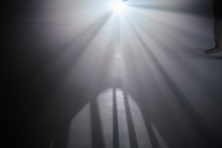 Abstract solar glare, digital glare, rainbow glare on a black background. An overlay for your...