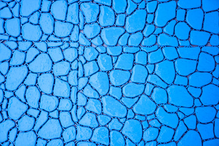 The tile is a mosaic of round blue tiles. Creates a Mediterranean atmosphere. High quality photoの写真素材