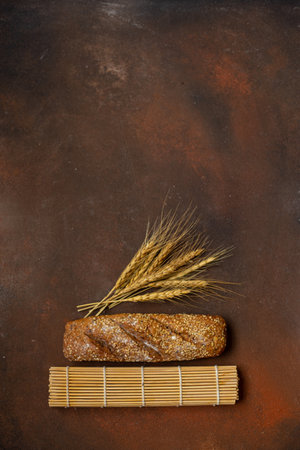 Photo of bread on the background of a rusty sheet