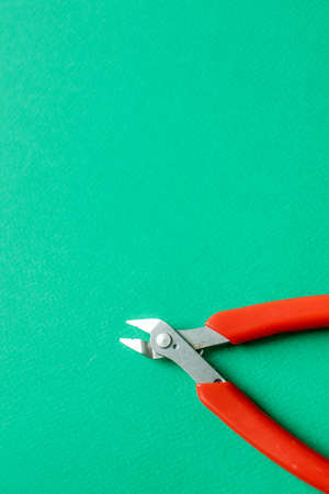 mini worker tools on green background. High quality photo.の写真素材