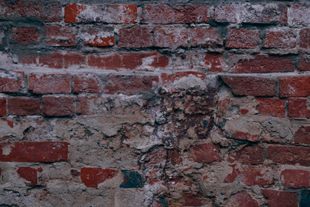 Brick wall texture, background, old red bricksの写真素材