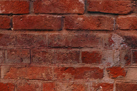 Brick wall texture, background, old red bricksの写真素材