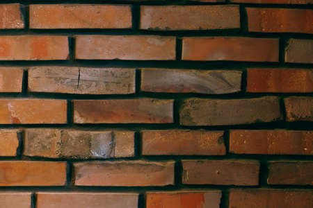 Brick wall texture, background, old red bricksの写真素材
