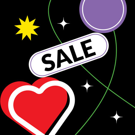 Flat geometric sale banner for social media. holiday sale. Trendy geometric elements on background. Social media post format.のイラスト素材