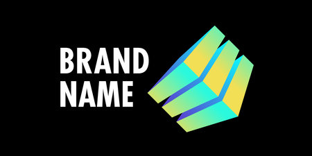Colorful logo for media, business, digital and technology, web or art. Bright and modern design.Green and blue. Cube logo. Template for brand nameのイラスト素材