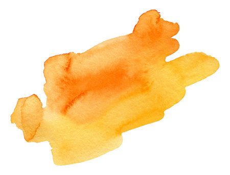 Watercolor Abstract orange on white background. Colorful splash on the paper. Hand drawn illustration perfect for card, invitation and more.の写真素材