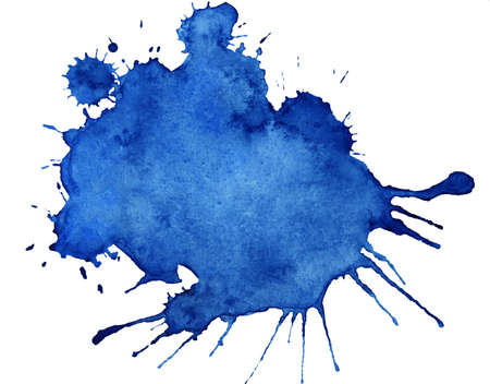 Watercolor Abstract blue splash on white background. Colorful splash on the paper. Hand drawn illustration perfect for card, invitation and more.の写真素材