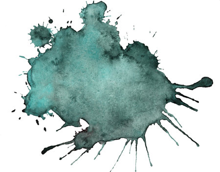 Watercolor Abstract green splash on white background. Colorful splash on the paper. Hand drawn Illustration perfect for card, invitation and more.の写真素材