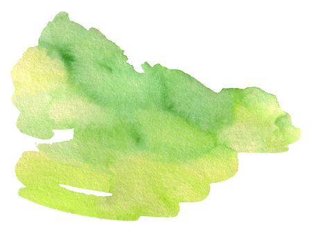 Watercolor Abstract green splash on white background. Colorful splash on the paper. Hand drawn illustration perfect for card, invitation and more.の写真素材