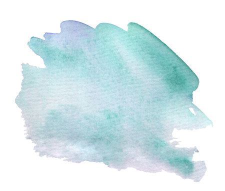 Watercolor Abstract turquoise splash on white background. Colorful splash on the paper.の写真素材