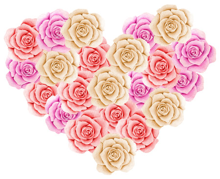 Watercolor heart of roses. Hand drawn Valentines Day illustration.の写真素材
