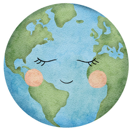 Happy Earth Day. International Mother Earth Day design for greeting cards and posters. Watercolor illustration.の写真素材