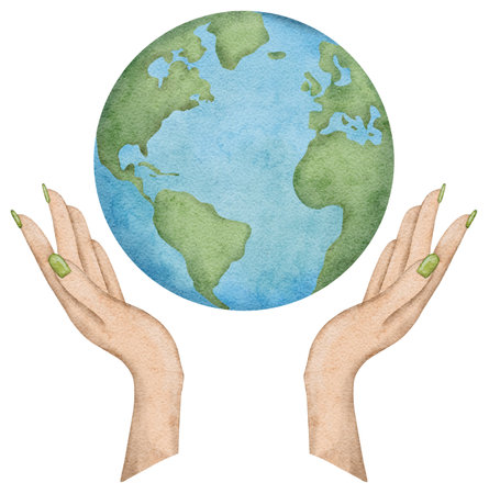 Happy Earth Day. International Mother Earth Day design for greeting cards and posters. Watercolor illustration.の写真素材