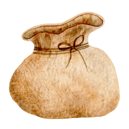 Watercolor christmas burlap sack for gift box.の写真素材