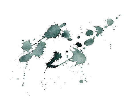 emerald abstract watercolor texture stain with splashes, blot and splatters. Modern creative watercolor background for trendy design. Hand drawn illustration for package, juice pack, card, banner, web.の写真素材