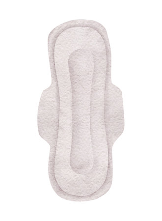 Menstruation Feminine hygiene products, Clean hygienic pads with wings , sanitary napkins. Soft cotton texture. Menstrual cycle. Womens Health. Hand drawn watercolor illustration for pack, brochureの写真素材