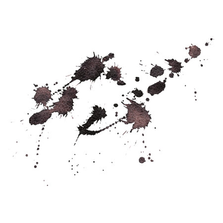Dark brown abstract watercolor texture stain with splashes, blot and splatters. Modern creative watercolor background for trendy design. Hand drawn illustration for package, juice pack, card, banner, webの写真素材