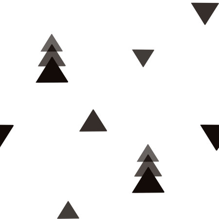 Seamless minimal pattern with Christmas tree. Endless background in scandinavian style. Stylized spruce digital illustration. Scandi festive christmas wrapping paper, fabric, wallpaper.の写真素材