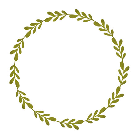 Laurels branches frame. Vintage olive wreath. Hand drawn digital illustration decorative element. for sports achievements, awards, victories and successの写真素材