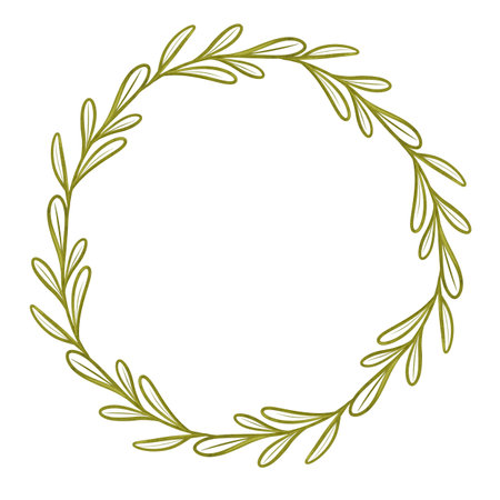 Laurels branches frame. Vintage olive wreath. Hand drawn digital illustration decorative element. for sports achievements, awards, victories and successの写真素材