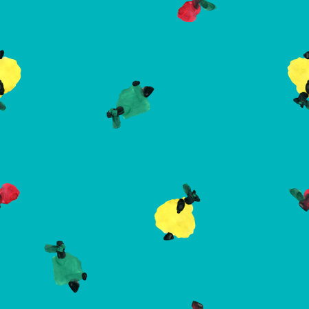 Seamless pattern with abstract hand painted gouache technique pears and apples fruits. Vegetables for textile design, fabric, clothes design, wallpapers.の写真素材