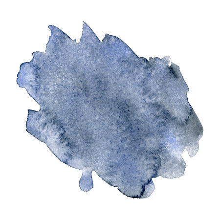 Watercolor Abstract dark blue splash on white background. Indigo splash on the paper. Hand drawn Illustration perfect for card, invitation and more.の写真素材