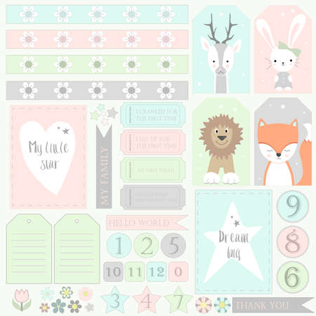 Scrapbook design elements - Baby Announcementのイラスト素材