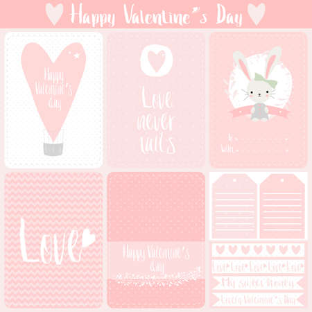 Set Valentines day gift cards.Vector illustrationのイラスト素材