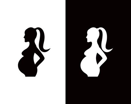 pregnant woman line art symbols template vectorのイラスト素材