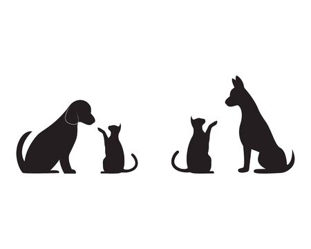 Cat and Dog vector silhouettes logo templateのイラスト素材