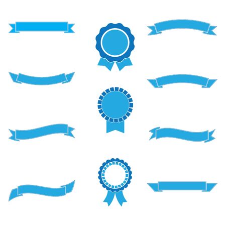 set of blue ribbons and labels.vector illustrationのイラスト素材