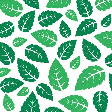 Mint fresh leaves vector background patternのイラスト素材